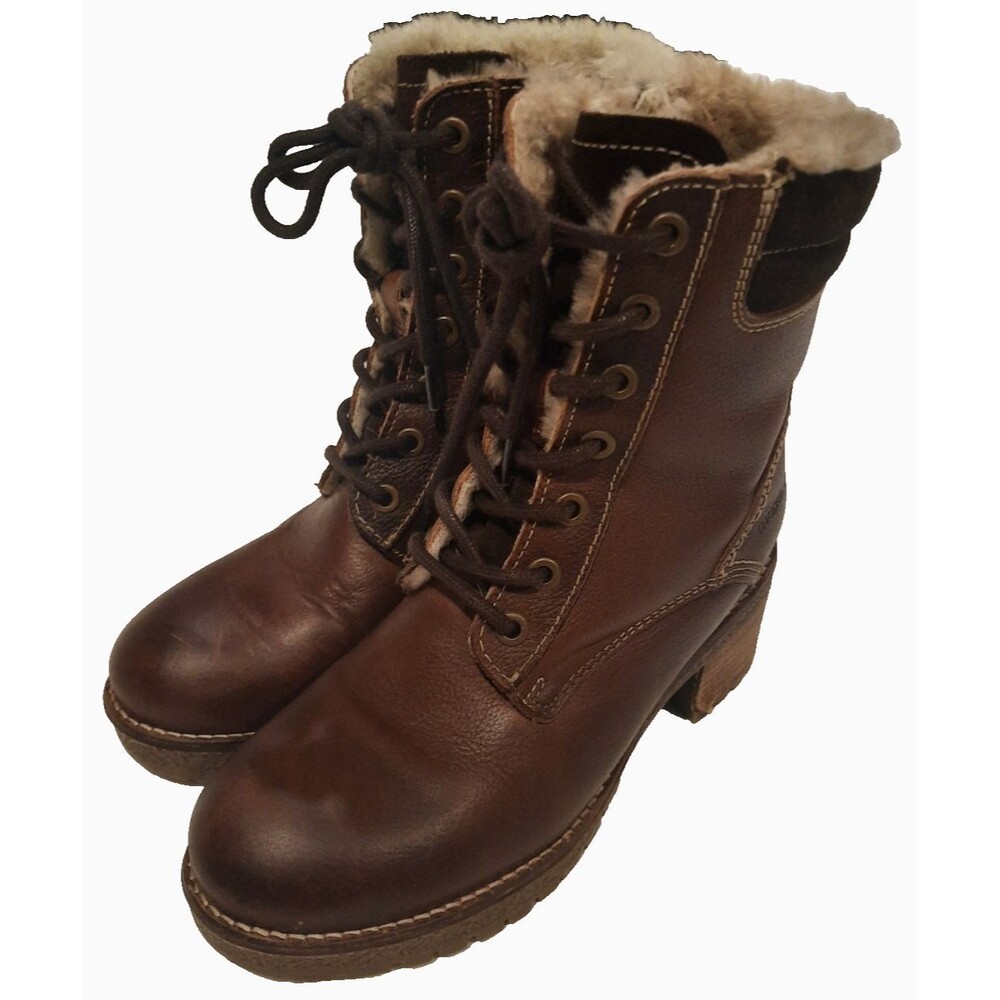 Women's Overland Mustang | Shearling-Lined Brown Leather Boots EU 36 / US 5.5–6